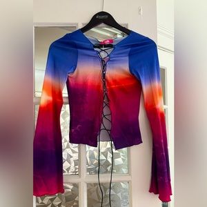 Elsie + Fred lace up top with long sleeves